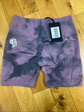 Darc Sport Purple and Black Tie-Dye Athletic Bike Shorts